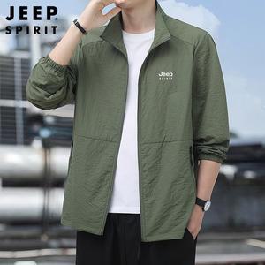 JEEP SPIRIT 남성용 자외선 차단 의류 여름 야외 스포츠 속건성 루즈 재킷