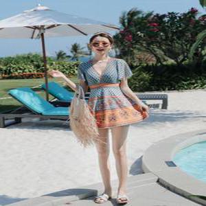 반팔 수영복 비치원피스 체형커버 빅사이즈 슬림핏 실내