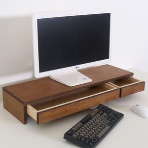 어반데코 모니터받침대 WA800 2서랍 고무나무 원목 모니터거치대