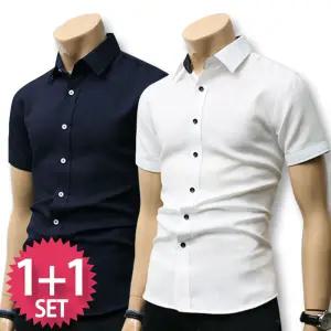 블루포스 멘커스 반팔 남방 2장 세트 베이직 솔리드 셔츠