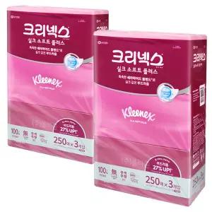 크리넥스 실크소프트 250매 3개입 x2개 /각티슈 미용티슈