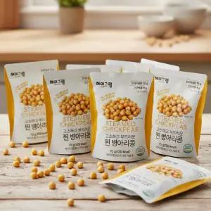 두보식품 찐 병아리콩 70g 12봉 대용량 단백질 식이섬유 간편식 스낵 과자 아침대용 콩 소포장 가정용