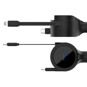 아이코모스 듀얼 릴타입 100W 차량용 초고속2.0 충전기 C타입 8핀