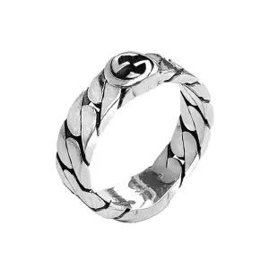 [구찌] 인터로킹 에나멜 체인 반지 678656 J8410 8191 실버