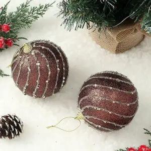 [하프클럽/]초코브라운 글리터 볼 스팽글 장식볼 10cm 2p