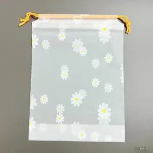 생활방수 데이지 반투명 스트링 복조리 파우치 휴대용 소품 선물 포장 주머니