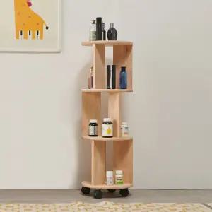[우아미가구]라리 고무나무 원목 3단 이동식 수납선반