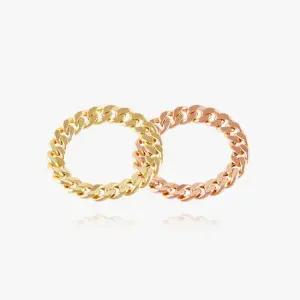 14K 18K 할로우 면 체인 금 반지