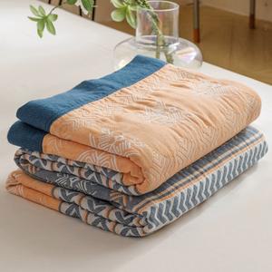 패턴 코튼 모슬린 담요 여름 양면 타월 부드러운 시원한 이불