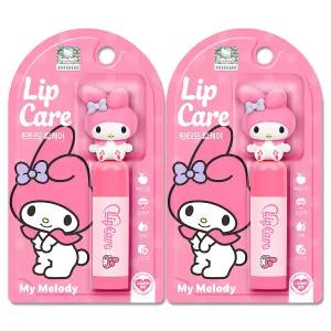 산리오 어린이 캐릭터 피규어 립케어 4.5g 복숭아향 핑크색 마이멜로디 립밤 2개