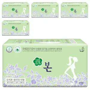 유기농본 오씨본 저자극 흡수력 울트라슬림 생리대 날개형 대형 28개입 5개