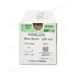 SMEng 봉합사 렉스론 블루 나일론 Rexlon 4-0 18mm 50cm 3/8c , 24개입 NBE418 (NB434)