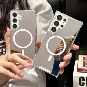 맥세이프 미러 케이스 갤럭시 S26 S25 엣지 S24 FE S23 S22 S21 울트라 플러스 A15 A16 A23 A24 A34 A35 A36 퀀텀 6 5 아이폰 17 에어 16 15 14 프로 맥스 투명 방탄 범퍼 핸드폰케이스 거울
