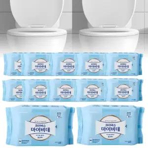 46매 12팩 저자극 마이비데 화장실용 클린케어 물에 잘녹는 비데티슈
