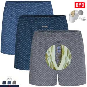 BYC마름모패턴그물망브리프내장더블박서3매입 MCW1036