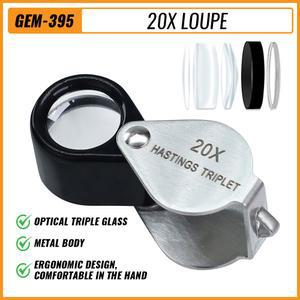 돋보기고글 금속 주얼리 확대경 보석상 도구 접이식 루페 유리 확대경 삼중항 유리 다이아몬드 20X
