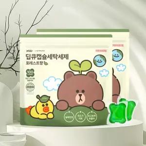 아이러브베베 라인프렌즈 캡슐세제 100개입+100개입 포레스트향 고농축 세탁세제 실내건조 드럼 일반겸용
