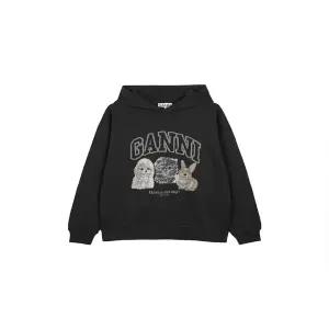 가니 여성 이솔리 오버사이즈 애니멀즈 크롭 후디 팬텀 T4270-252