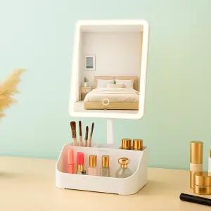 루나미러 탁상용 메이크업 수납형 무선 조명거울 LM-M251