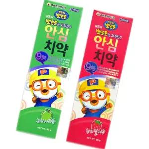 어린이 치약 뽀로로 안심 치약 80g 유아 저불소 사과 딸기