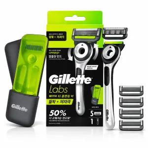 질레트 랩스 샤프 화이트 에디션 핸들 + 면도날 5입 + 트레블케이스