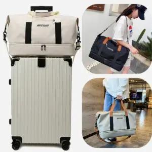 여행용 보스턴백 캐리어 보조가방 결합 폴딩백 트레블 여행가방 짐가방 아이보리 블랙 카키