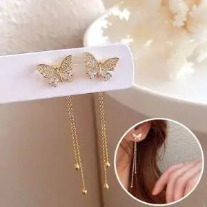 [하프클럽/]2p 귀걸이 s925 이어링 드롭 큐빅 나비 T0400