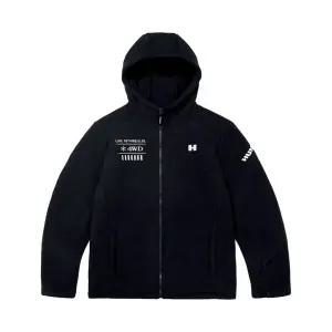 험머 H1 남성 그래픽 로고 보아 플리스 본딩 후드 자켓 블랙