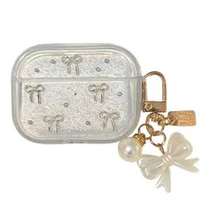 에어팟 시리즈 펄 리본 키링 케이스