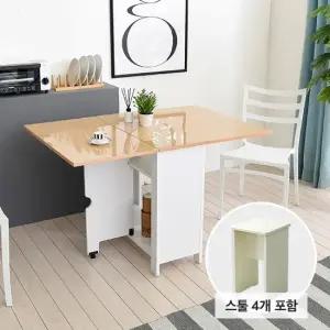 [숨결]유씨엠코코레인 하이그로시 800접이식 확장형테이블식탁세트스툴4개