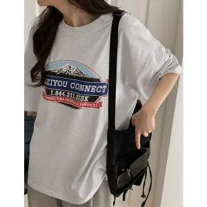 [공구우먼] 케리티 루즈핏 나염 반팔 티셔츠 85970 빅사이즈 여성의류