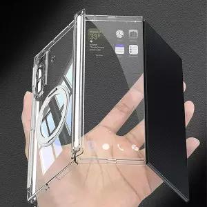 갤럭시 z트라이폴드 투명 마그네틱 회전 링 거치대 맥세이프 호환 더블 힌지 액정 보호 케이스