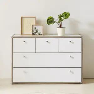 [착불]가온리빙 라노 모듈가구 미드센츄리 수납 서랍장 1000x400x680, 3단, 화이트