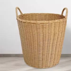 라탄 빨래바구니 베이지 빨래통 세탁 통풍 원형 햄퍼 중형 대형 E582-O