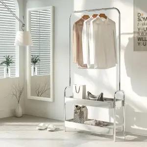 KM-R6708SS 스탠드 미드센츄리 수납 스테인리스트롤리 행거 2단 800 다용도 스탠드 옷걸이 미니 옷장 선반