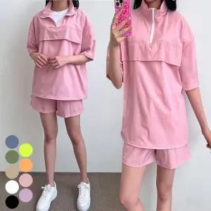 [라일리여성의류] Rly 트레이닝복 아노락 여자 세트 반바지 여름 반팔