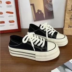 [라일리] Rly 캔버스 스니커즈 키높이 겸용 단화 플랫폼 뮬 여