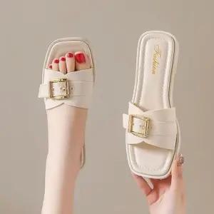 [라일리] Rly 버클 여름 뮬 슬리퍼 데일리 플랫 여자 낮은굽