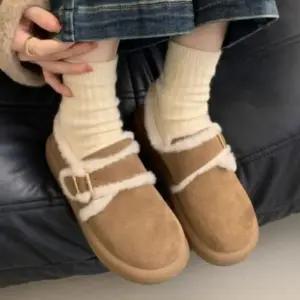 [라일리] Rly 여성 부드러운 스웨이드 퍼안감 투버클 포근 로퍼