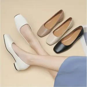 [라일리] Rly 사각 정장 낮은굽 깔끔한 구두 플랫 슈즈 여자