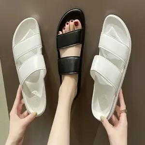 [라일리] Rly 웨지 뮬 슬리퍼 깔끔한 두줄 남녀 여름