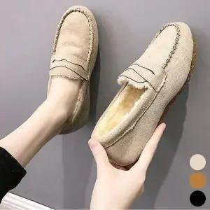 [라일리] Rly 털 스웨이드 겨울 여자 신발 퍼 로퍼 편한 단화