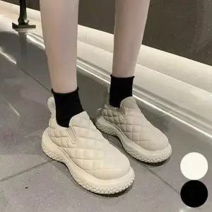 [라일리] Rly 겨울 안감 퀼팅 슬립온 여자 기모 통굽 단화 신