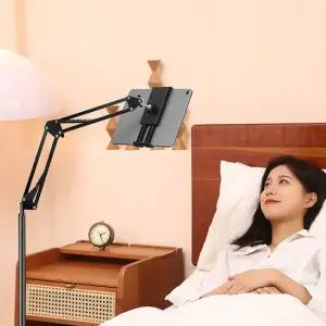 태블릿 아이패드 갤럭시탭 거치대 침대 스탠드형 자바라 거치대 블랙 S688