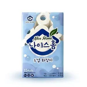연말기획 나이스홈 천연펄프 3겹 무형광 무향 화장지 15롤 1팩