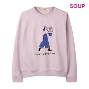 [SOUP](타임스퀘어점패션관)플랜트 자수 포인트 맨투맨 티셔츠 (S61TS15)
