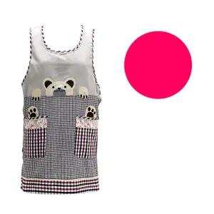 체크곰돌이앞치마 핑크업소용 보육교사 어린이집 주머니 공방 작업 식당 이모 가게