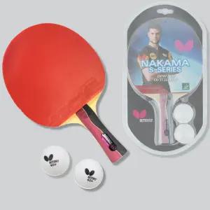 버터플라이 탁구라켓 나카마 S5 쉐이크 공2개포함 탁구채 양면라켓 초 중급용 학교수업용
