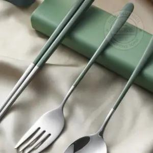 이군몰 휴대용 수저 포크세트 그린 예쁜수저세트