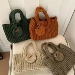 [라일리] Rly 여자 뜨개 디자인 코인 지갑 귀여운 미니 토트백